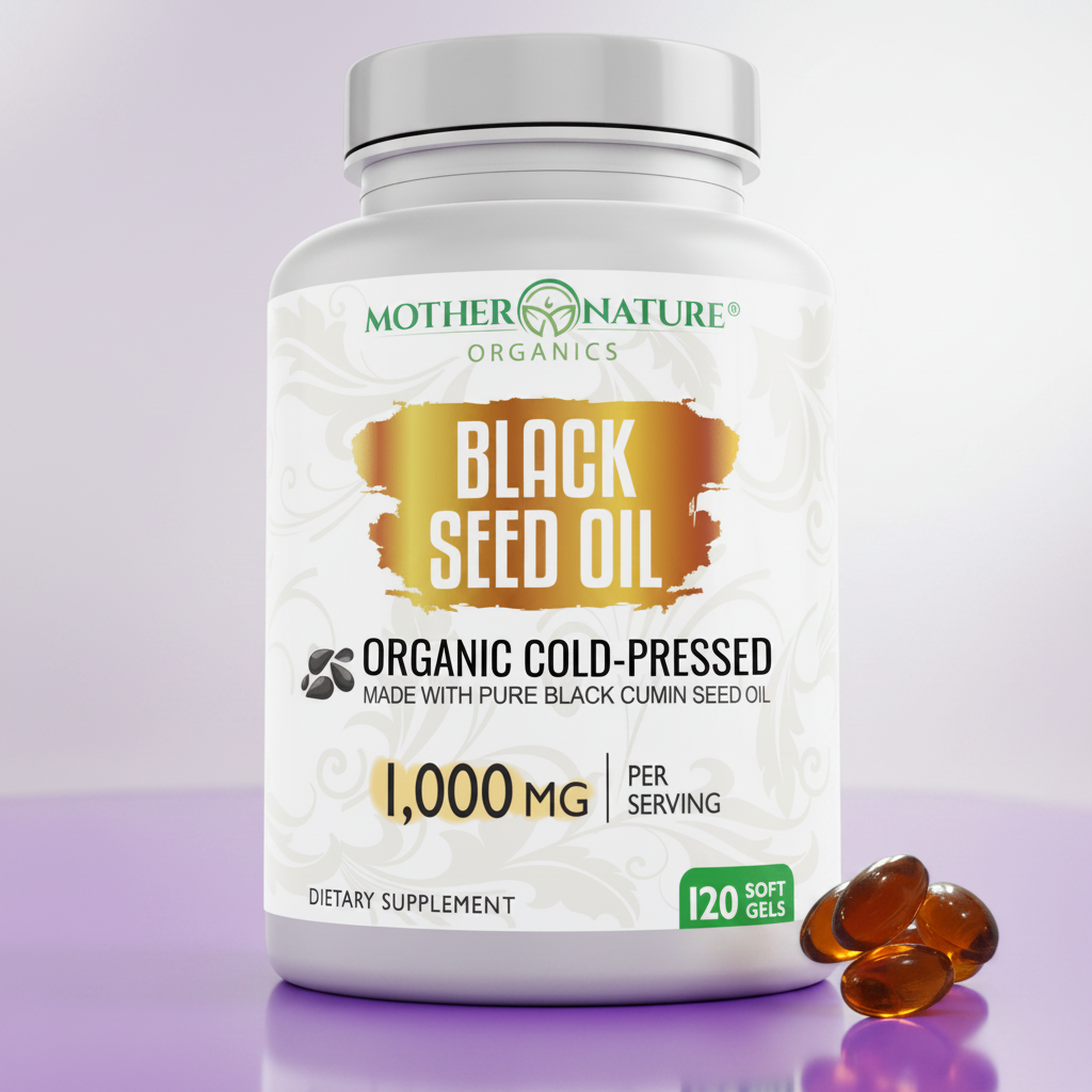 Black Seed Oil Capsules 1,000mg (Softgel) by Mother Nature Organics