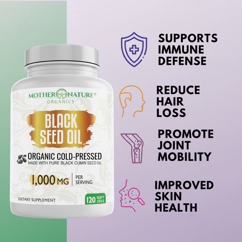 Black Seed Oil Capsules 1,000mg (Softgel) by Mother Nature Organics