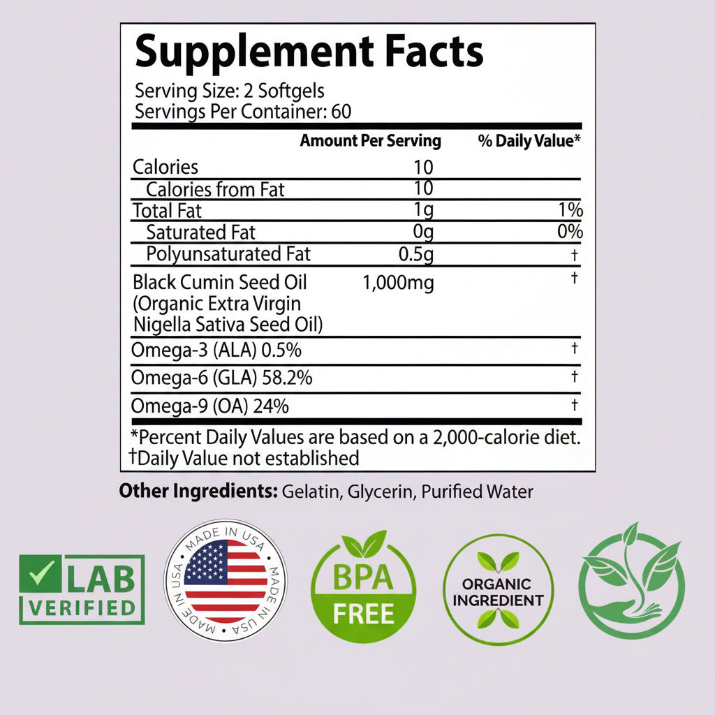 Black Seed Oil Capsules 1,000mg (Softgel) by Mother Nature Organics