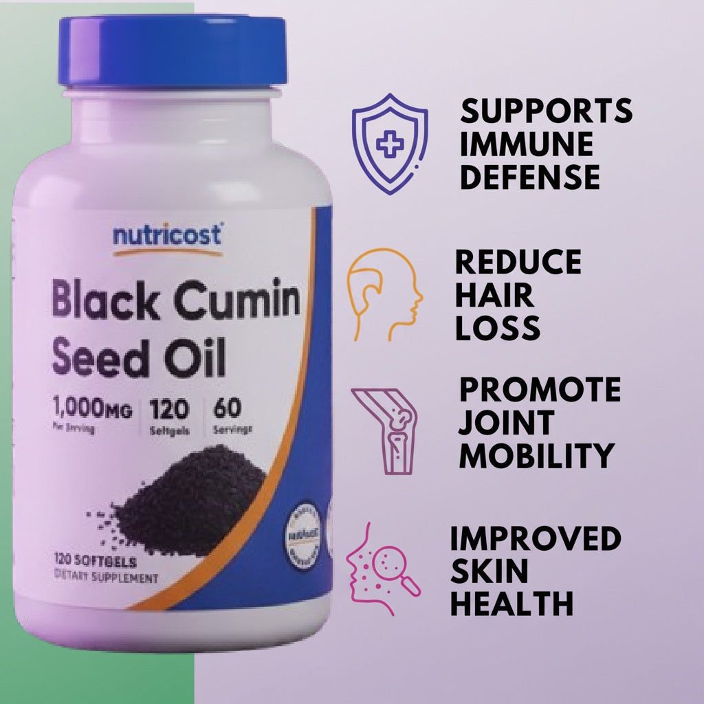 Black Seed Oil Capsules 1,000mg (Softgel) by Mother Nature Organics